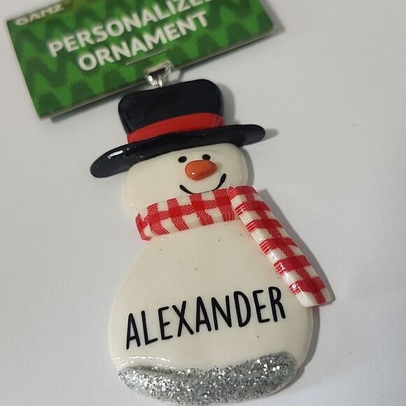 Ganz Personalized Snowman Ornament - White and Red Alexander - Picture 2 of 4